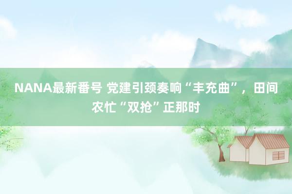 NANA最新番号 党建引颈奏响“丰充曲”，田间农忙“双抢”正那时