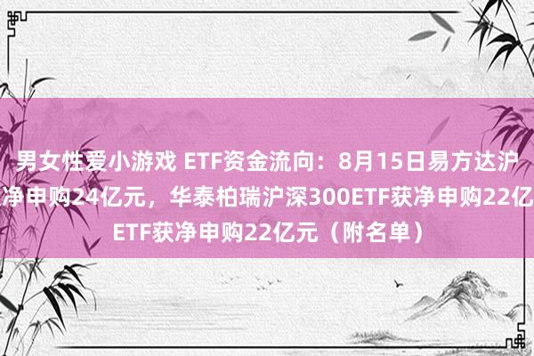 男女性爱小游戏 ETF资金流向：8月15日易方达沪深300ETF获净申购24亿元，华泰柏瑞沪深300ETF获净申购22亿元（附名单）