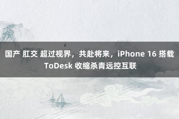 国产 肛交 超过视界，共赴将来，iPhone 16 搭载 ToDesk 收缩杀青远控互联